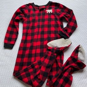 5t Polar Bear Fleece Footie Pjs Holiday Plaid